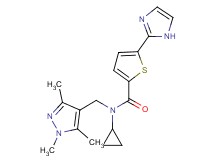 N-cyclopropyl-5-(1H-imidazol-2-yl)-N-[(1,3,5-trimethyl-1H-pyrazol-4-yl)methyl]thiophene-2-carboxamide