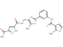3-acetyl-N-[(5-methyl-2-{3-[(2-methyl-3-furoyl)amino]phenyl}-1,3-oxazol-4-yl)methyl]-1H-pyrazole-5-carboxamide