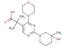 2-[2-(3-hydroxy-3-methylpiperidin-1-yl)-4-morpholin-4-ylpyrimidin-5-yl]-2-methylpropanoic acid