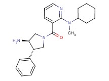 3-{[(3R*,4S*)-3-amino-4-phenylpyrrolidin-1-yl]carbonyl}-N-cyclohexyl-N-methylpyridin-2-amine