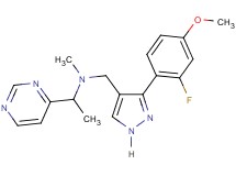 N-{[3-(2-fluoro-4-methoxyphenyl)-1H-pyrazol-4-yl]methyl}-N-methyl-1-(4-pyrimidinyl)ethanamine