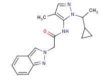 N-[1-(1-cyclopropylethyl)-4-methyl-1H-pyrazol-5-yl]-2-(2H-indazol-2-yl)acetamide