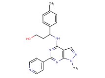3-(4-methylphenyl)-3-[(1-methyl-6-pyridin-4-yl-1H-pyrazolo[3,4-d]pyrimidin-4-yl)amino]propan-1-ol