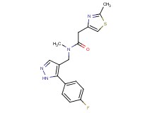 N-{[5-(4-fluorophenyl)-1H-pyrazol-4-yl]methyl}-N-methyl-2-(2-methyl-1,3-thiazol-4-yl)acetamide