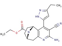 ethyl (5R*,8S*)-2-amino-3-cyano-4-(3-ethyl-1H-pyrazol-5-yl)-6,7,8,9-tetrahydro-5H-5,8-epiminocyclohepta[b]pyridine-10-carboxylate
