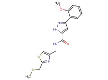 3-(2-methoxyphenyl)-N-({2-[(methylthio)methyl]-1,3-thiazol-4-yl}methyl)-1H-pyrazole-5-carboxamide