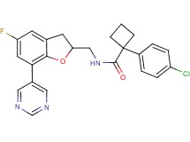 1-(4-chlorophenyl)-N-{[5-fluoro-7-(5-pyrimidinyl)-2,3-dihydro-1-benzofuran-2-yl]methyl}cyclobutanecarboxamide