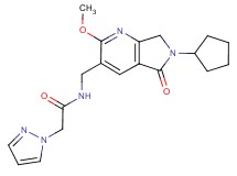 N-[(6-cyclopentyl-2-methoxy-5-oxo-6,7-dihydro-5H-pyrrolo[3,4-b]pyridin-3-yl)methyl]-2-(1H-pyrazol-1-yl)acetamide