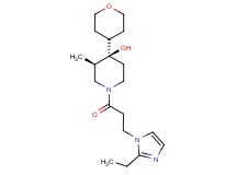 (3R*,4R*)-1-[3-(2-ethyl-1H-imidazol-1-yl)propanoyl]-3-methyl-4-(tetrahydro-2H-pyran-4-yl)-4-piperidinol