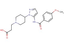 3-(4-{5-[(4-methoxybenzoyl)amino]-1H-pyrazol-1-yl}piperidin-1-yl)propanoic acid