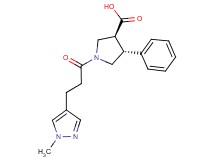 (3S*,4R*)-1-[3-(1-methyl-1H-pyrazol-4-yl)propanoyl]-4-phenylpyrrolidine-3-carboxylic acid
