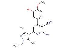 2-amino-6-(1-ethyl-3,5-dimethyl-1H-pyrazol-4-yl)-4-(3-hydroxy-4-methoxyphenyl)nicotinonitrile