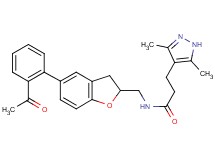 N-{[5-(2-acetylphenyl)-2,3-dihydro-1-benzofuran-2-yl]methyl}-3-(3,5-dimethyl-1H-pyrazol-4-yl)propanamide