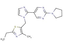 5-{1-[(2-ethyl-4-methyl-1,3-thiazol-5-yl)methyl]-1H-imidazol-2-yl}-2-pyrrolidin-1-ylpyrimidine