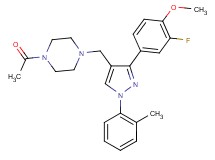 1-acetyl-4-{[3-(3-fluoro-4-methoxyphenyl)-1-(2-methylphenyl)-1H-pyrazol-4-yl]methyl}piperazine