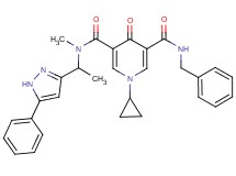 N'-benzyl-1-cyclopropyl-N-methyl-4-oxo-N-[1-(5-phenyl-1H-pyrazol-3-yl)ethyl]-1,4-dihydro-3,5-pyridinedicarboxamide