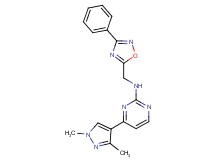 4-(1,3-dimethyl-1H-pyrazol-4-yl)-N-[(3-phenyl-1,2,4-oxadiazol-5-yl)methyl]pyrimidin-2-amine