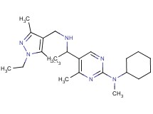 N-cyclohexyl-5-(1-{[(1-ethyl-3,5-dimethyl-1H-pyrazol-4-yl)methyl]amino}ethyl)-N,4-dimethyl-2-pyrimidinamine