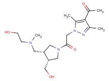 1-(1-{2-[(3R*,4R*)-3-{[(2-hydroxyethyl)(methyl)amino]methyl}-4-(hydroxymethyl)pyrrolidin-1-yl]-2-oxoethyl}-3,5-dimethyl-1H-pyrazol-4-yl)ethanone
