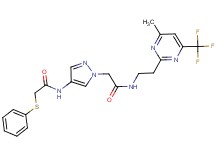 N-{1-[2-({2-[4-methyl-6-(trifluoromethyl)-2-pyrimidinyl]ethyl}amino)-2-oxoethyl]-1H-pyrazol-4-yl}-2-(phenylthio)acetamide