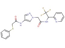 N-[1-(2-oxo-2-{[2,2,2-trifluoro-1-(2-pyridinyl)ethyl]amino}ethyl)-1H-pyrazol-4-yl]-2-(phenylthio)acetamide