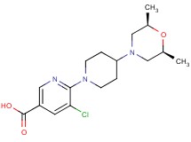 5-chloro-6-{4-[(2R*,6S*)-2,6-dimethyl-4-morpholinyl]-1-piperidinyl}nicotinic acid