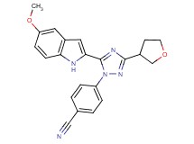 4-[5-(5-methoxy-1H-indol-2-yl)-3-(tetrahydrofuran-3-yl)-1H-1,2,4-triazol-1-yl]benzonitrile