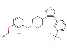 2-ethoxy-6-[(4-{4-[3-(trifluoromethyl)phenyl]-1H-pyrazol-5-yl}-1-piperidinyl)methyl]phenol