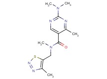 2-(dimethylamino)-N,4-dimethyl-N-[(4-methyl-1,2,3-thiadiazol-5-yl)methyl]-5-pyrimidinecarboxamide