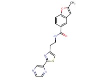2-methyl-N-{2-[2-(2-pyrazinyl)-1,3-thiazol-4-yl]ethyl}-1-benzofuran-5-carboxamide