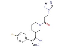 3-[4-(4-fluorophenyl)-1H-pyrazol-5-yl]-1-[3-(1H-1,2,4-triazol-1-yl)propanoyl]piperidine