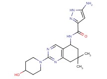 5-amino-N-[2-(4-hydroxypiperidin-1-yl)-7,7-dimethyl-5,6,7,8-tetrahydroquinazolin-5-yl]-1H-pyrazole-3-carboxamide