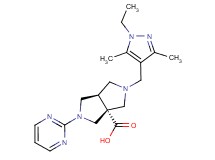 (3aR*,6aR*)-2-[(1-ethyl-3,5-dimethyl-1H-pyrazol-4-yl)methyl]-5-pyrimidin-2-ylhexahydropyrrolo[3,4-c]pyrrole-3a(1H)-carboxylic acid