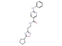 2-anilino-N-[2-(5-cyclopentyl-1,2,4-oxadiazol-3-yl)ethyl]-5-pyrimidinecarboxamide