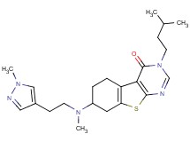 3-(3-methylbutyl)-7-{methyl[2-(1-methyl-1H-pyrazol-4-yl)ethyl]amino}-5,6,7,8-tetrahydro[1]benzothieno[2,3-d]pyrimidin-4(3H)-one