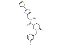 1-(3-fluorobenzyl)-N-methyl-6-oxo-N-{[2-(2-thienyl)-1,3-thiazol-4-yl]methyl}-3-piperidinecarboxamide