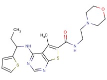 5-methyl-N-[2-(4-morpholinyl)ethyl]-4-{[1-(2-thienyl)propyl]amino}thieno[2,3-d]pyrimidine-6-carboxamide