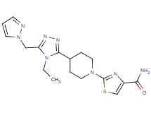 2-{4-[4-ethyl-5-(1H-pyrazol-1-ylmethyl)-4H-1,2,4-triazol-3-yl]piperidin-1-yl}-1,3-thiazole-4-carboxamide