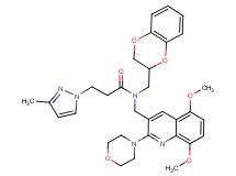 N-(2,3-dihydro-1,4-benzodioxin-2-ylmethyl)-N-{[5,8-dimethoxy-2-(4-morpholinyl)-3-quinolinyl]methyl}-3-(3-methyl-1H-pyrazol-1-yl)propanamide