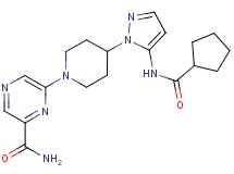 6-(4-{5-[(cyclopentylcarbonyl)amino]-1H-pyrazol-1-yl}piperidin-1-yl)pyrazine-2-carboxamide
