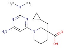 1-[6-amino-2-(dimethylamino)-4-pyrimidinyl]-3-(cyclopropylmethyl)-3-piperidinecarboxylic acid