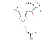 4-chloro-N-[rel-(3R,4S)-4-cyclopropyl-1-(4-methyl-3-penten-1-yl)-3-pyrrolidinyl]-1-methyl-1H-pyrazole-5-carboxamide hydrochloride
