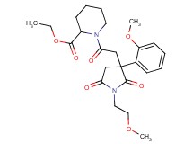 ethyl 1-{[1-(2-methoxyethyl)-3-(2-methoxyphenyl)-2,5-dioxo-3-pyrrolidinyl]acetyl}-2-piperidinecarboxylate