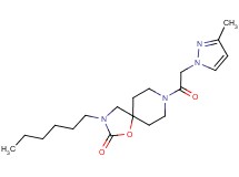 3-hexyl-8-[(3-methyl-1H-pyrazol-1-yl)acetyl]-1-oxa-3,8-diazaspiro[4.5]decan-2-one