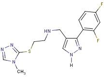 N-{[3-(2,4-difluorophenyl)-1H-pyrazol-4-yl]methyl}-2-[(4-methyl-4H-1,2,4-triazol-3-yl)thio]ethanamine