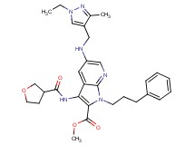methyl 5-{[(1-ethyl-3-methyl-1H-pyrazol-4-yl)methyl]amino}-1-(3-phenylpropyl)-3-[(tetrahydro-3-furanylcarbonyl)amino]-1H-pyrrolo[2,3-b]pyridine-2-carboxylate
