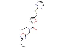 N-ethyl-N-[(3-ethyl-1,2,4-oxadiazol-5-yl)methyl]-5-[(pyrimidin-2-ylthio)methyl]-2-furamide