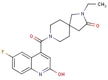 2-ethyl-8-[(6-fluoro-2-hydroxy-4-quinolinyl)carbonyl]-2,8-diazaspiro[4.5]decan-3-one