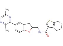 N-{[5-(3,6-dimethyl-2-pyrazinyl)-2,3-dihydro-1-benzofuran-2-yl]methyl}-4,5,6,7-tetrahydro-1-benzothiophene-3-carboxamide
