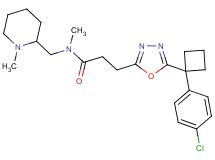 3-{5-[1-(4-chlorophenyl)cyclobutyl]-1,3,4-oxadiazol-2-yl}-N-methyl-N-[(1-methyl-2-piperidinyl)methyl]propanamide